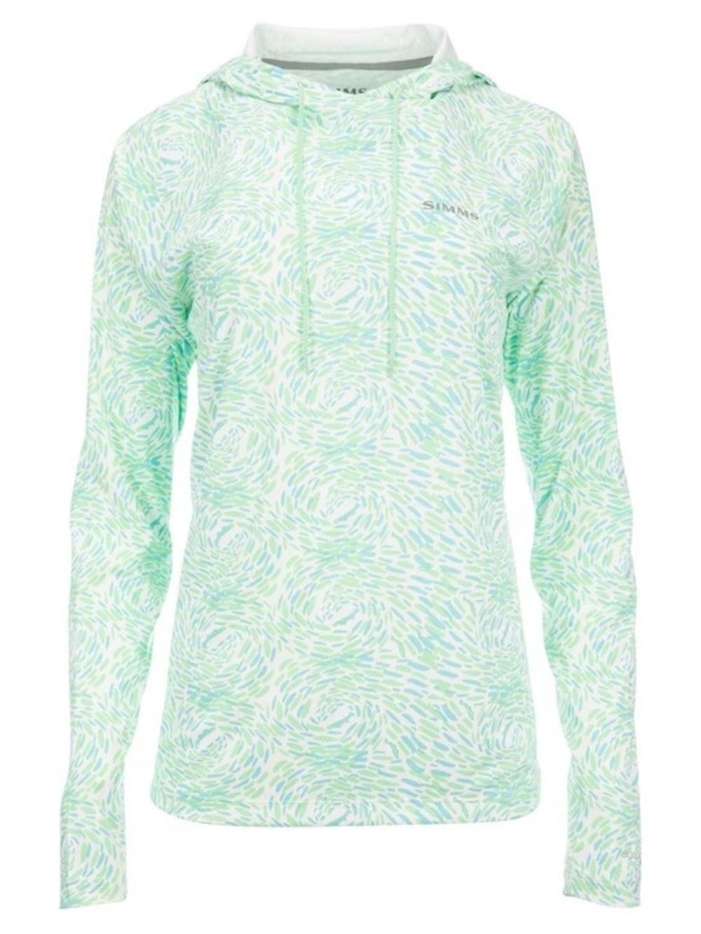 Simms Mint & White Swirl Hooded Sun Top UPF 50 - Small